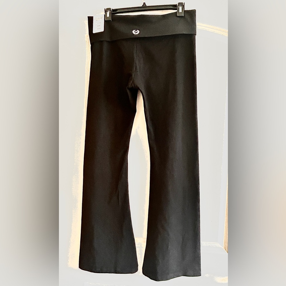 NWT Victoria's Secret PINK Black Fold Over Flared Leggings Size L